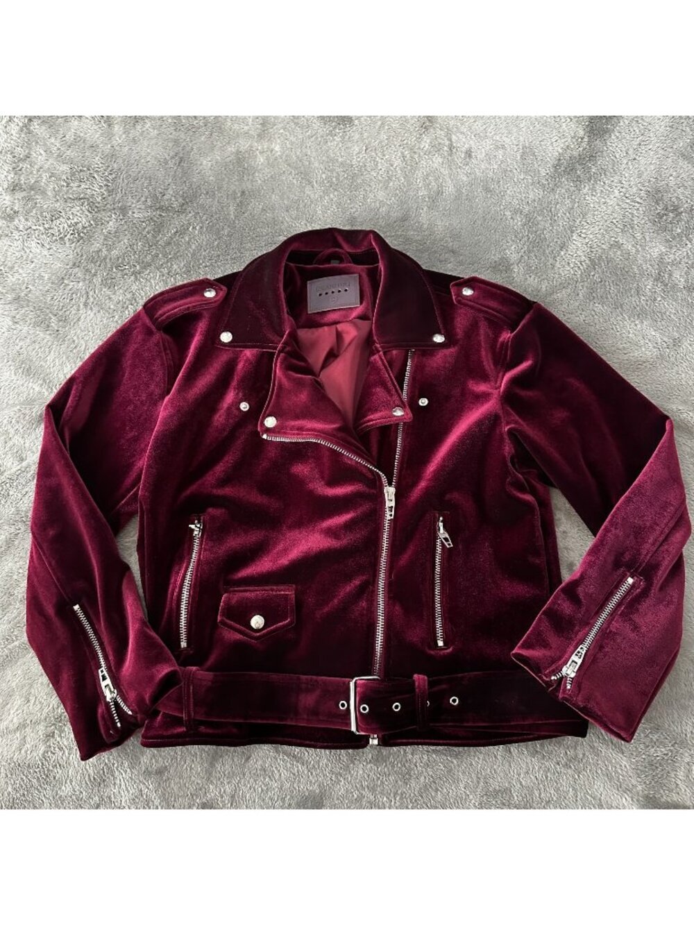 Blank NYC Red Velvet Nailed It Moto Jacket SMALL $198 Blanknyc Biker